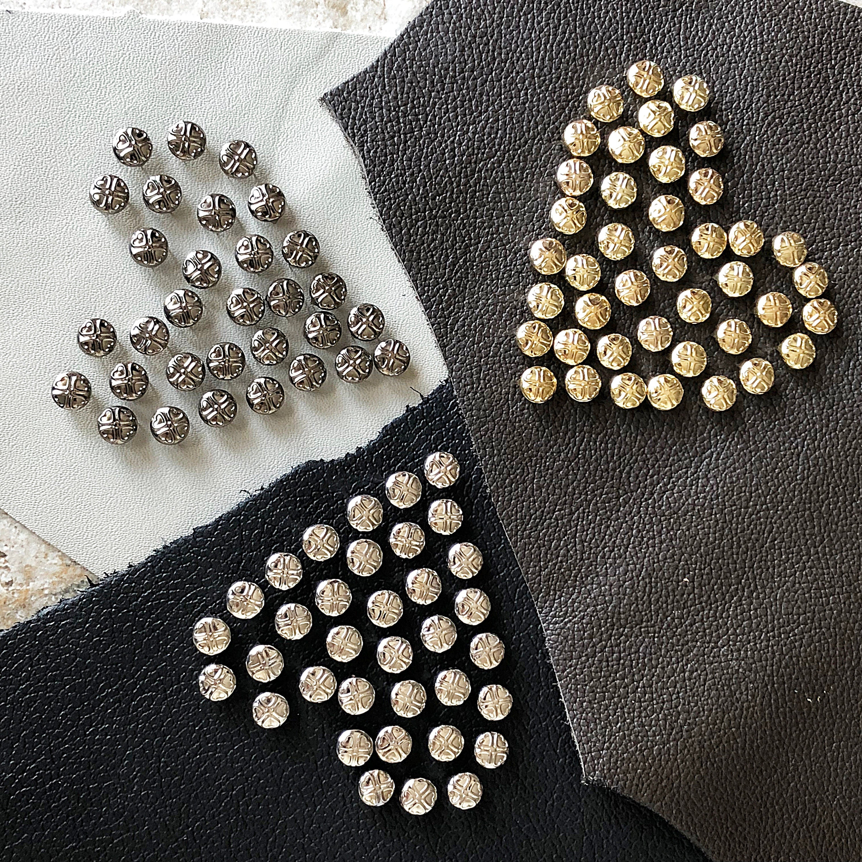100pcs 9mm Gold Silver Gun Metal Color Prong Studs Rivets Craft Supplies Hardware Leatherworking for Fabric Leather Wood Rubber Projects -A4